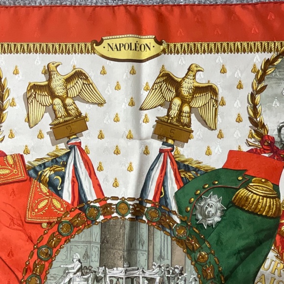 •Hermes Vintage Jacquard Scarf RARE Napoleon Ledoux Hand Rolled Hem 35”x34” - Picture 6 of 15